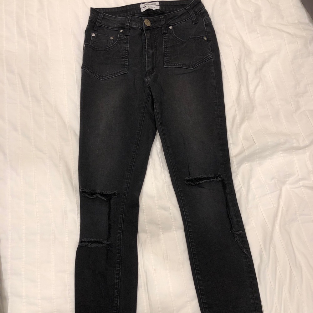 One Teaspoon distressed black high waist jeans
